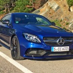 C-Class Coupe - Blue - Front and side Driving